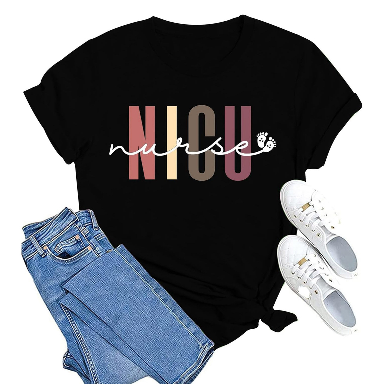 thumbnail image 2 of Blusa informal de manga corta y cuello redondo con estampado para mujer: diseño con letras, tejido de poliéster, ideal para vacaciones o fiestas. Tallas: S-XXL., 2 of 4